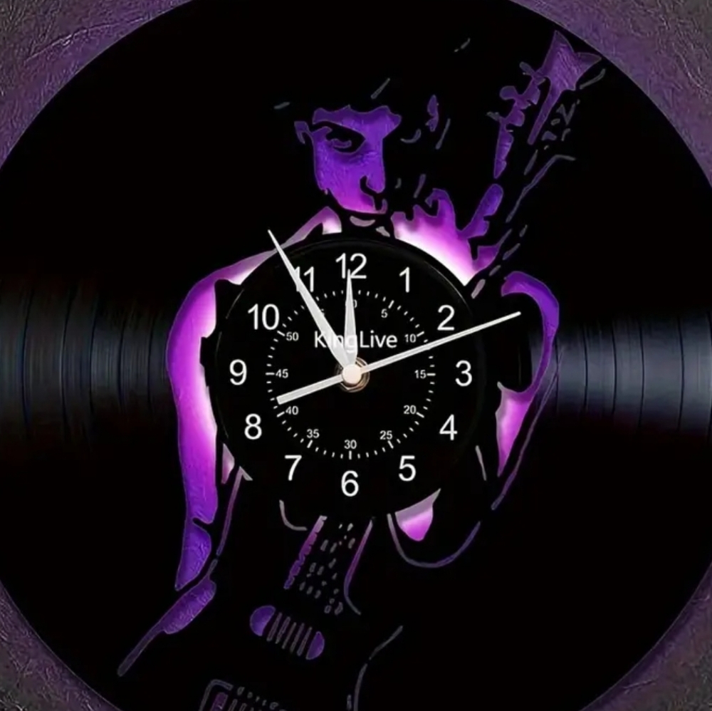 Electric guitar vinyl album clock